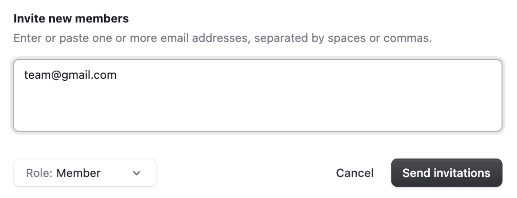 Invite users interface